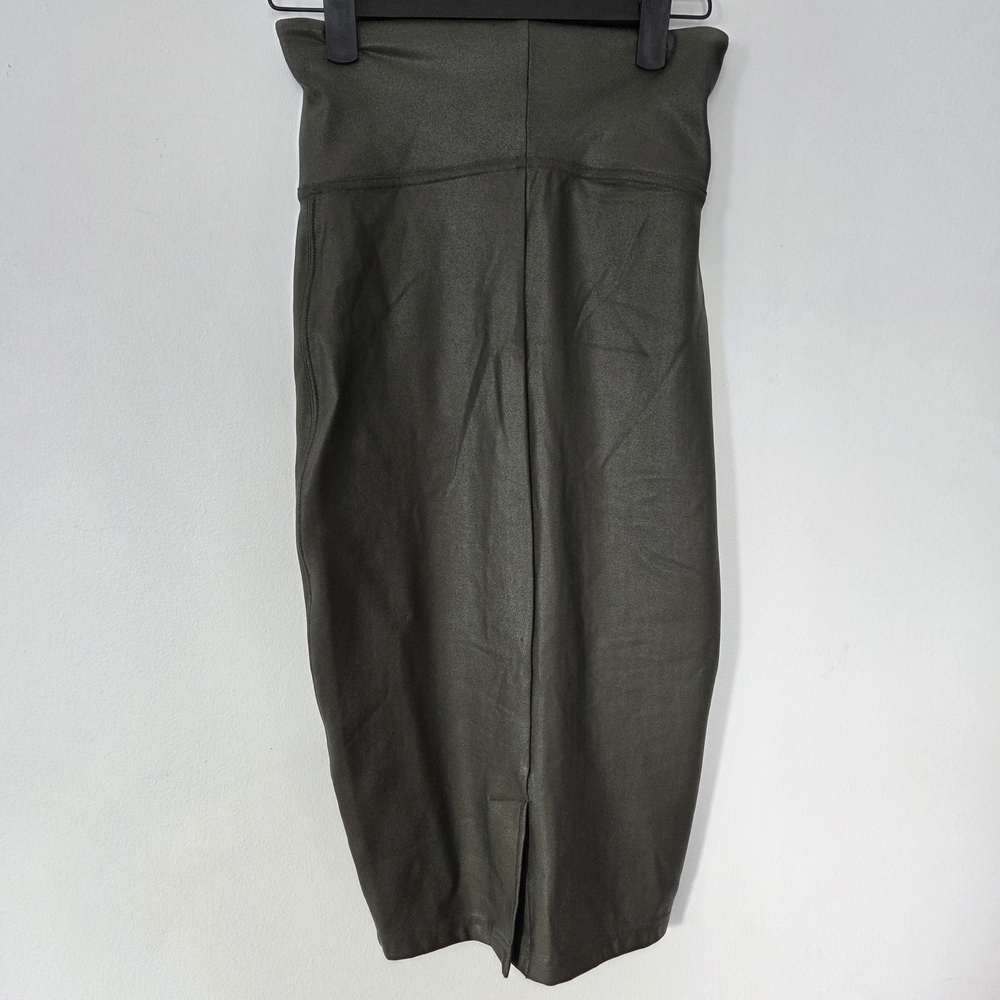 SPANX Faux Leather Pencil Skirt - Rich Olive NWT - Picture 6 of 8